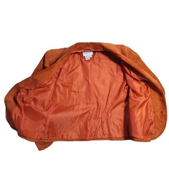 Live A Little Womens Size Medium Orange 100% Leather Long‎ Sleeve Jacket - Picture 5 of 6